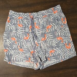 Croft & Barrow Blue Flamingo Print High Waist Shorts And Top